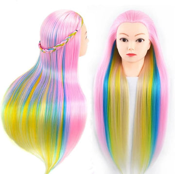 66cm Multicoloured Blonde, Pink, Blue, Yellow Hair Mannequin Styling Head with Free Clamp