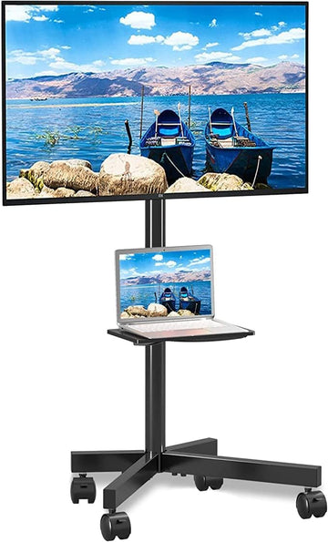 Mobile TV Cart on Wheels - 21-60 Inch Flat/Curved Panel Screens TVs - Height Adjustable, Max VESA 400x400mm