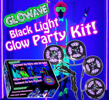 Black Light Party Set, 115W LED Strip Lighting Kit, x4 Ultraviolet Light Ropes