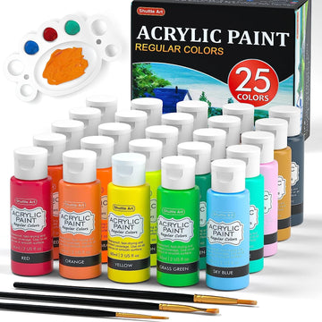 Acrylic Paint 25 Colour Set, 60ml Bottles, Waterproof