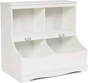 4-Cubby Kids Organiser Storage Cabinet with Shelf, Footboard, Multi-Bin