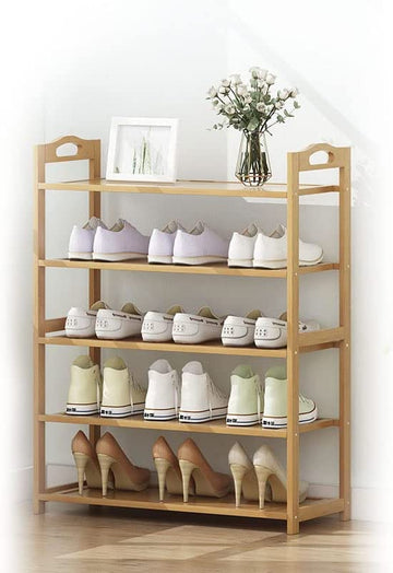 Bamboo Shoe Rack Storage Organiser, 5 Tiers