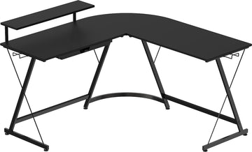 L-Shaped Computer Desk with Monitor Stand