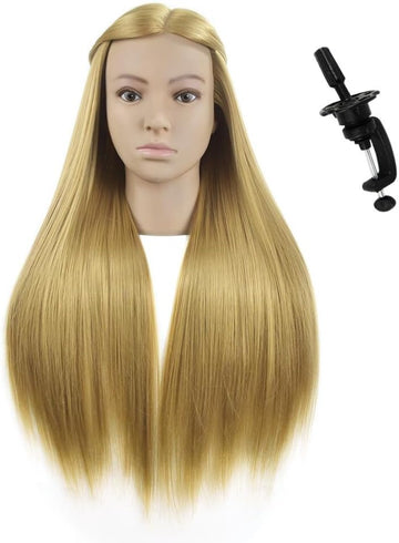 66-71cm True Blonde Synthetic Hair Mannequin Head with Table Clamp