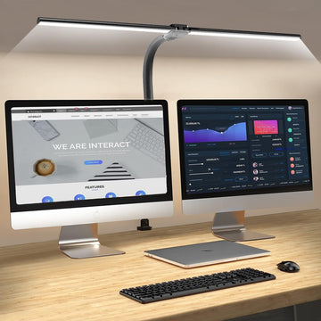 Double Head LED Desk Lamp & Monitor Light, 80cm Wide, 24W 5 Colours, Flexible & Adjustable