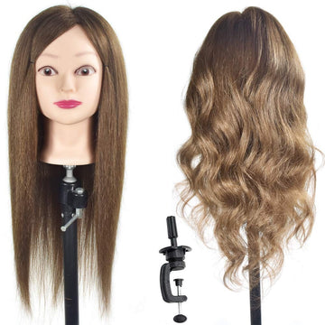 Female Mannequin Head with 51cm 90% Real Human Hair + Table Clamp