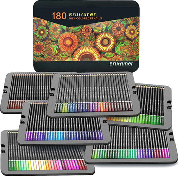 Professional Coloured Pencils, Set of 180 Colours, Tin Case, Numbered, Soft Wax-Based Cores