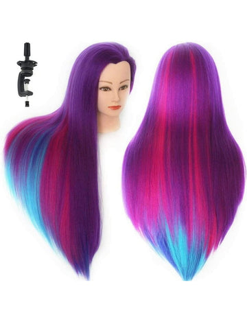 66cm Colourful Hair Mannequin Hairdresser Training Head + Clamp