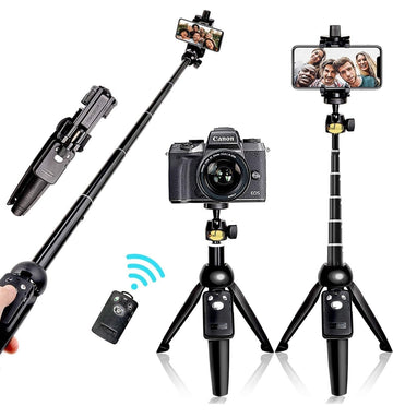 Bluetooth Extendable Foldable Aluminium Selfie Stick Tripod with Detachable Wireless Remote