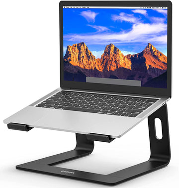 Black LS03 Aluminium Laptop Stand, Ergonomic Detachable Computer / Notebook Stand, Riser Holder