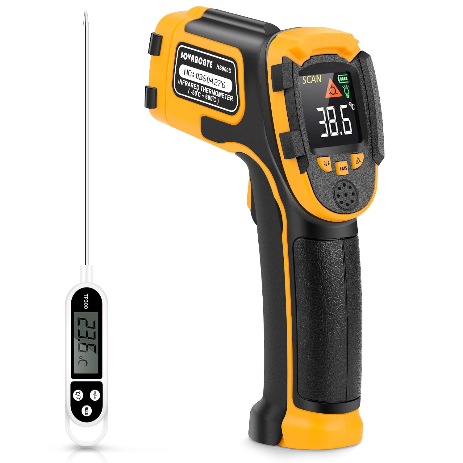 Infrared Thermometer Non-Contact Digital Laser Temperature Gun w/ Colour Display -50℃～600℃