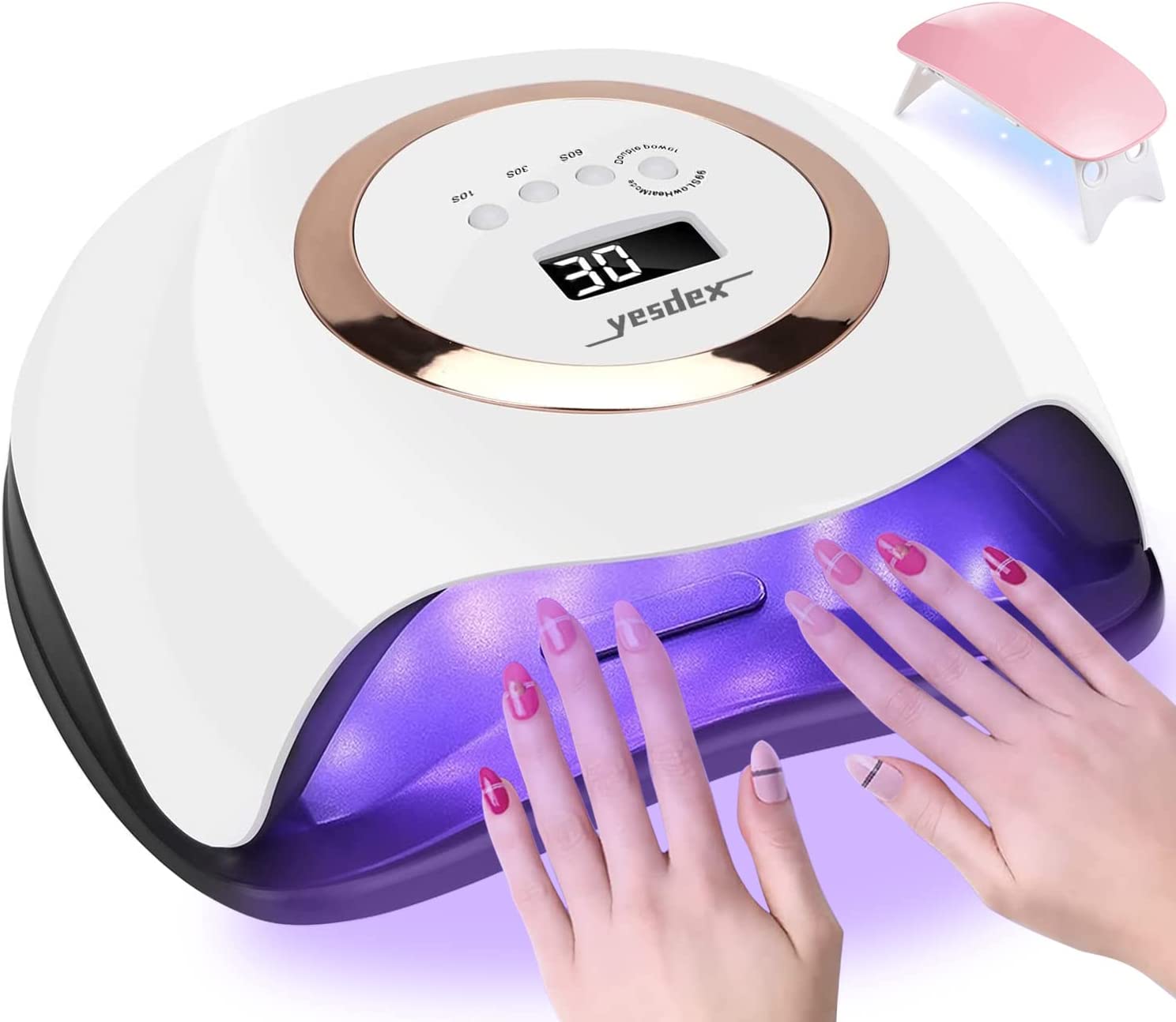 Professional UV LED Nail Lamp - 168W Fast-Drying Gel Polish Dryer with Auto-Sensing, 42 LEDs & Painless Mode