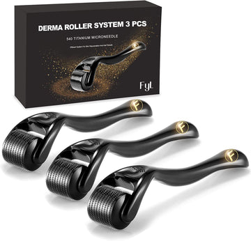 Derma Roller Micros FYL 3 Pack Derma Roller Kit (0.5mm/1.0mm/1.5mm) 540 Titanium Microneedling