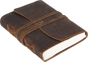 Handmade Leather Journal/Writing Notebook Diary/Bound Daily Notepad Writing Pad Ruled Unlined, Tan
